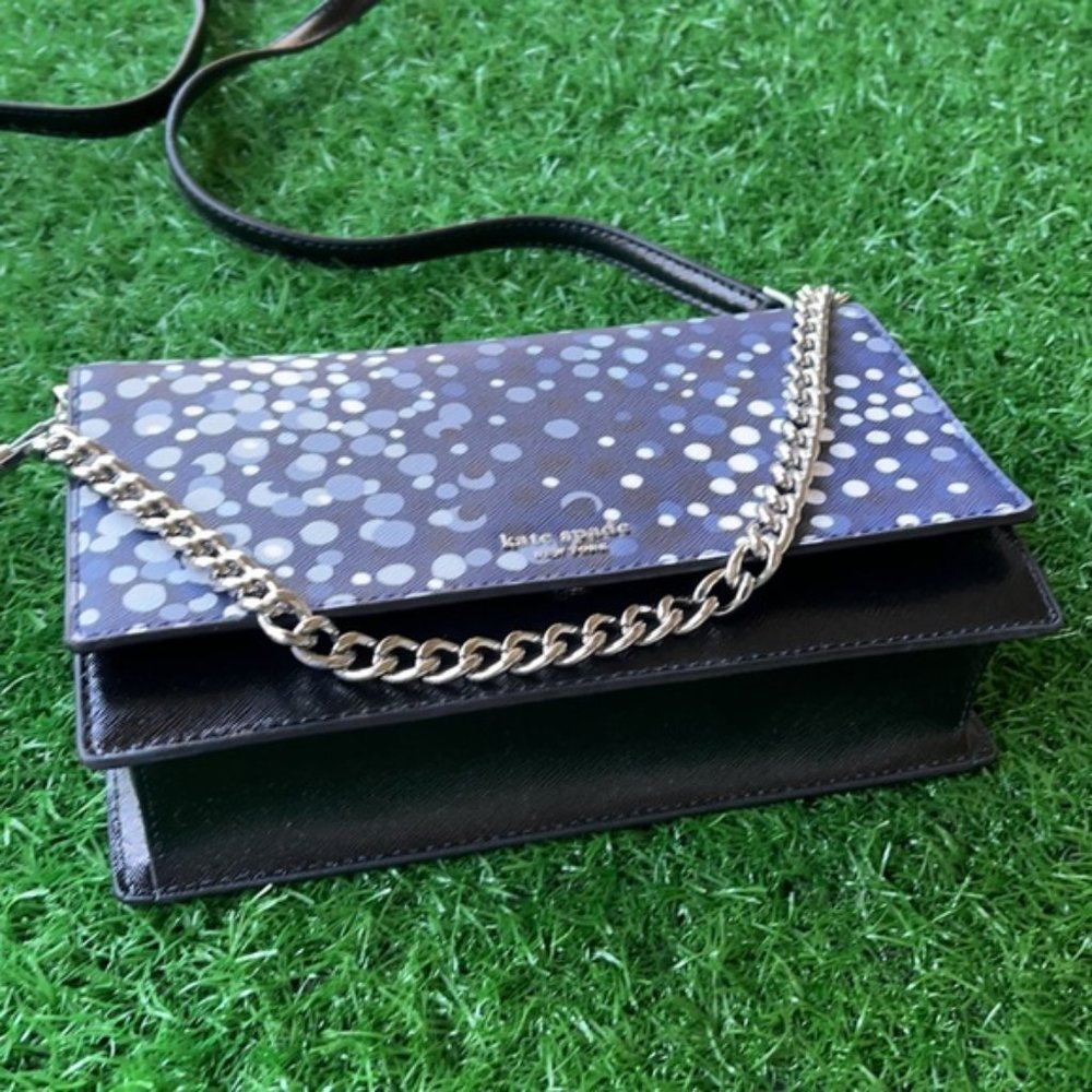 Kate Spade Cameron Convertible Crossbody Black with Multi-Colored Dots - Picture 2 of 16